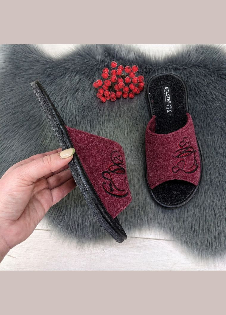 Бордовые тапочки женские войлочные для ламината Белста