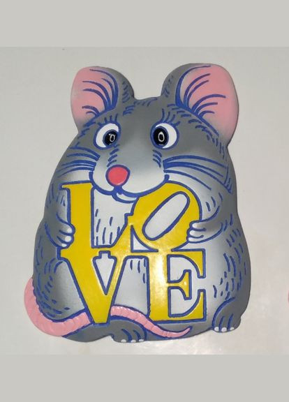 Керамическое настенное панно «Мышка LOVE» (желтые буквы) Коти&Ангели (301533095)