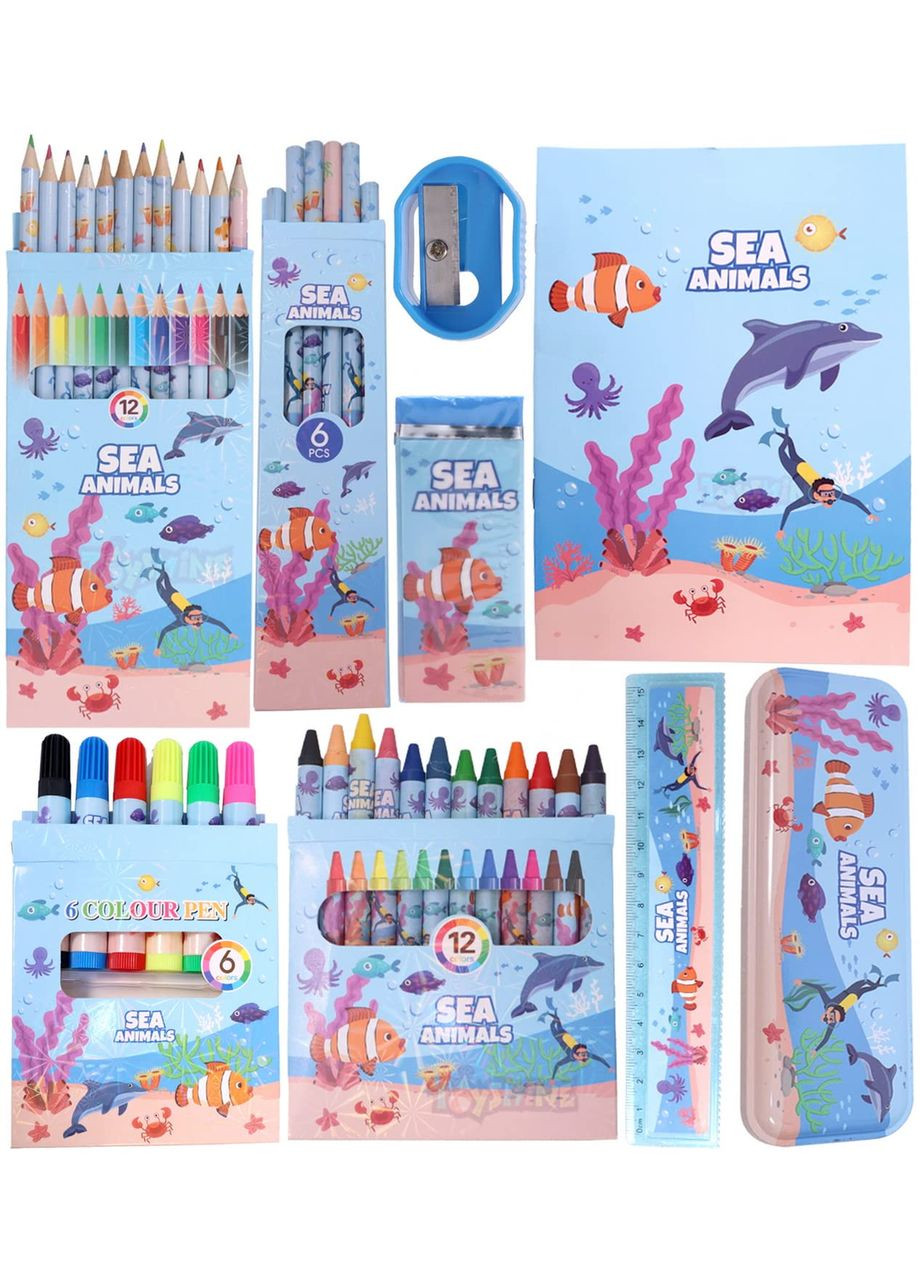 Творческий набор для рисования с пеналом, карандашами и маркерами, стиль. No Brand (338854780)