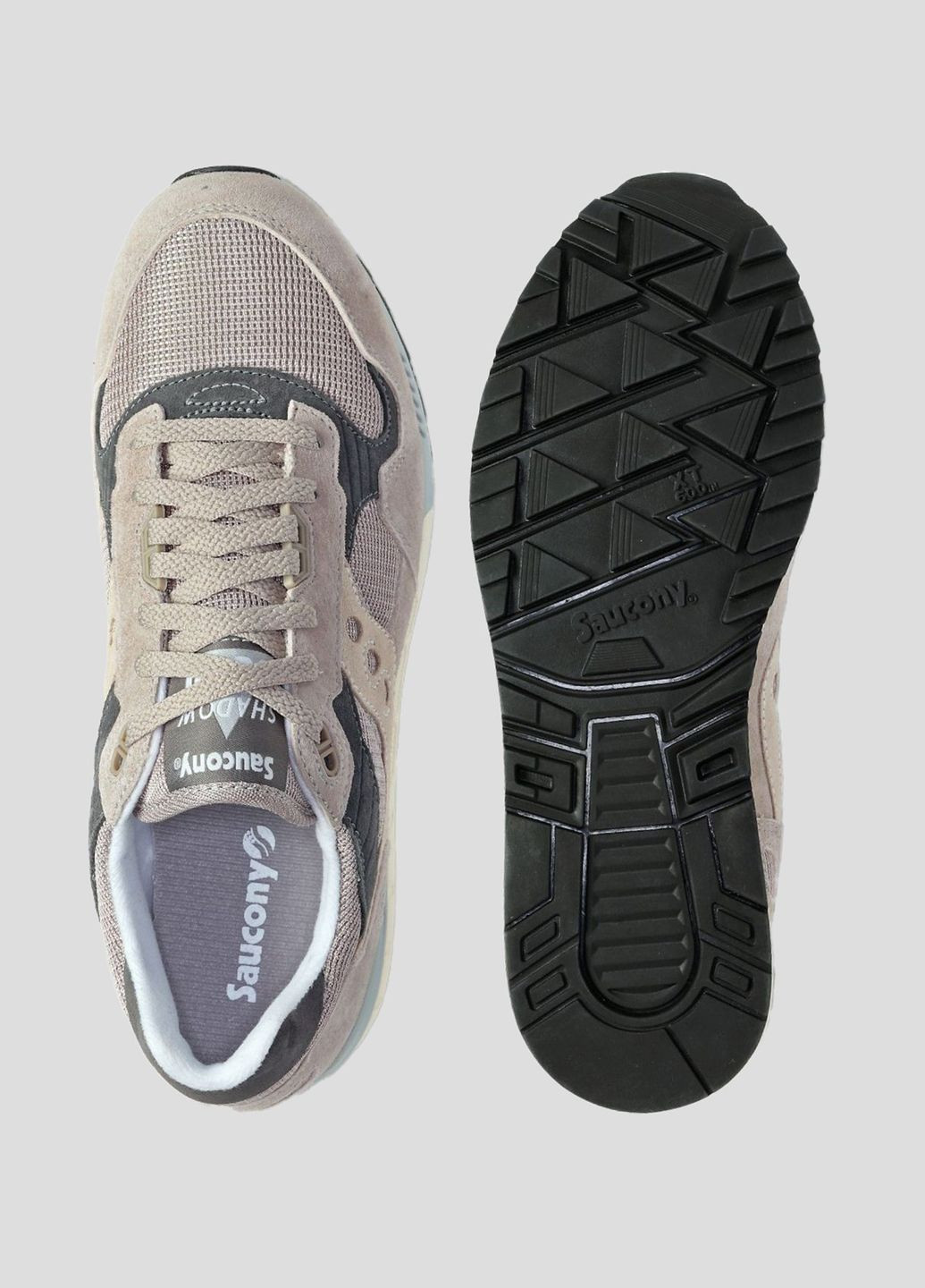 Бежевые всесезонные бежевые кроссовки из замши и текстиля shadow 5000 Saucony