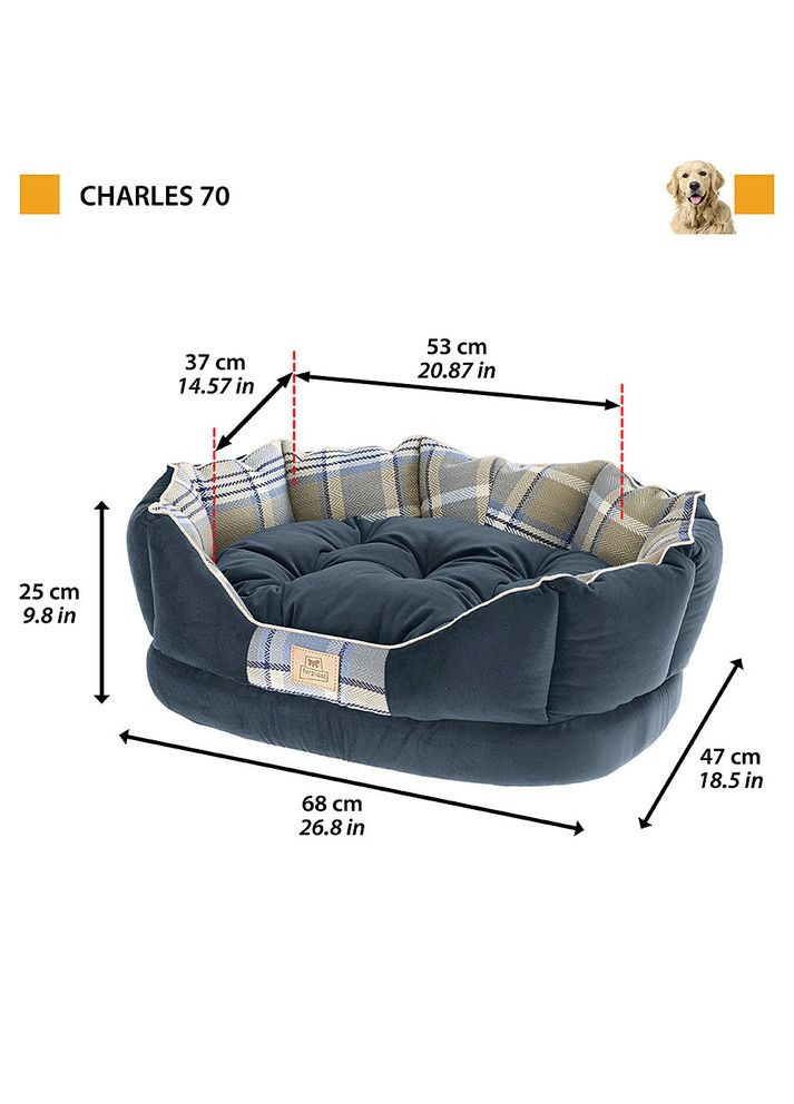 Лажак - м'яке місце для собак і котів Charles (Ферпласт Чарльз) 68 х 47 x h 25 см - 70, Синій Ferplast (297512595)