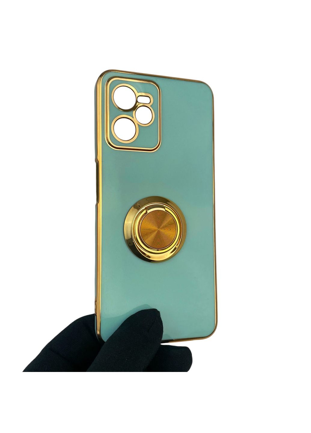 Чохол для Narzo 50A Prime з кільцем-підставкою із золотою окантовкою на реалмі нарзо 50а прайм бірюзовий gs1 Realme (366230782)