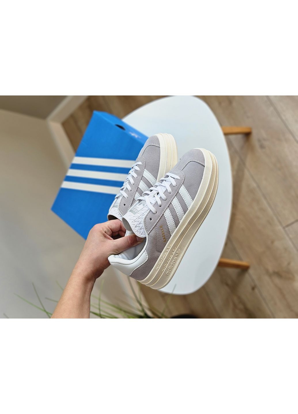 Кроссовки женские Adidas Gazelle Bold Platform Grey White | Адидас Газель серые No Brand серые демисезоны (363026431)