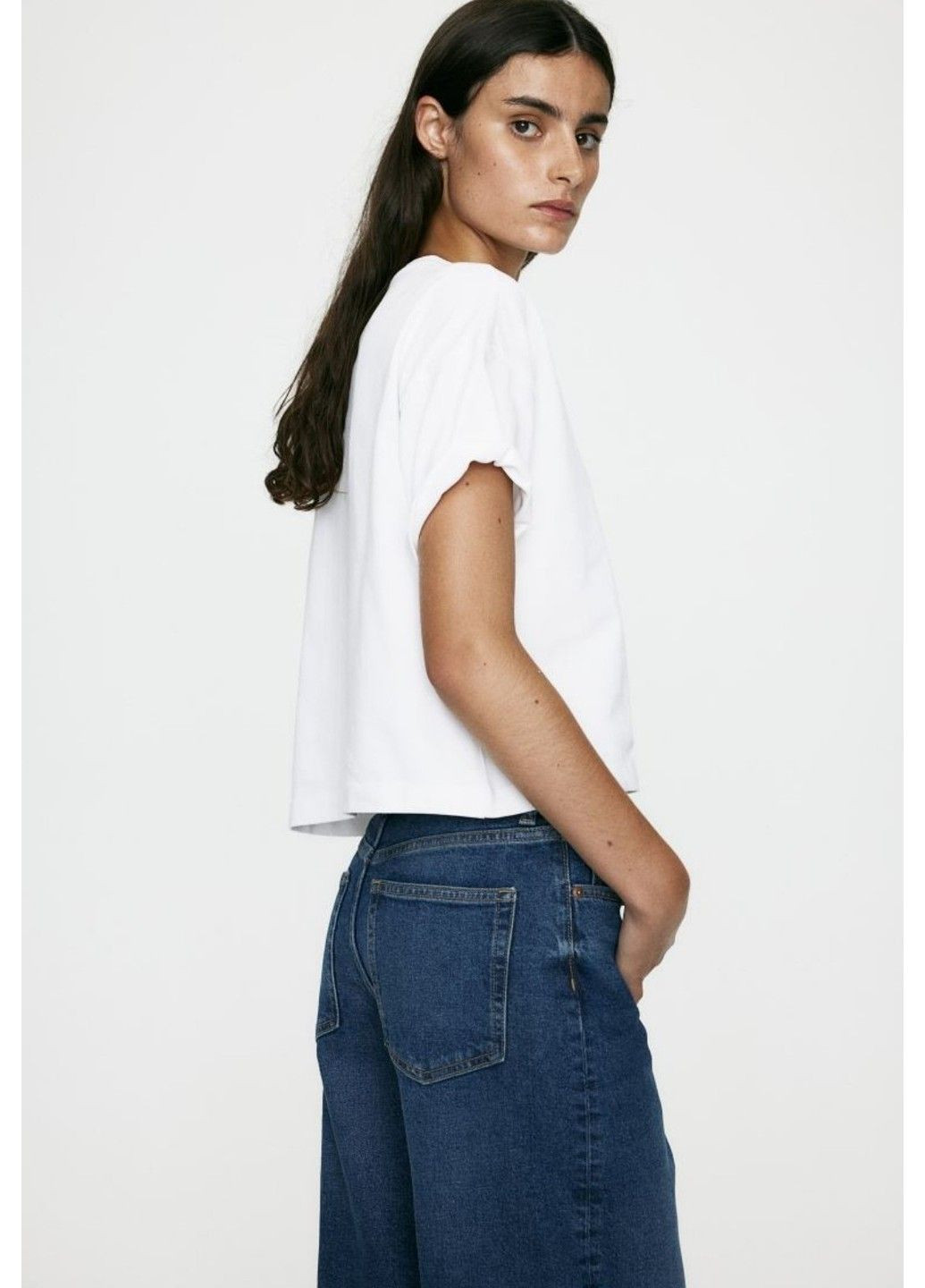 Женские широкие джинсы к лодыжке Wide Night (58021) W34 Темно-синие H&M - (316324336)