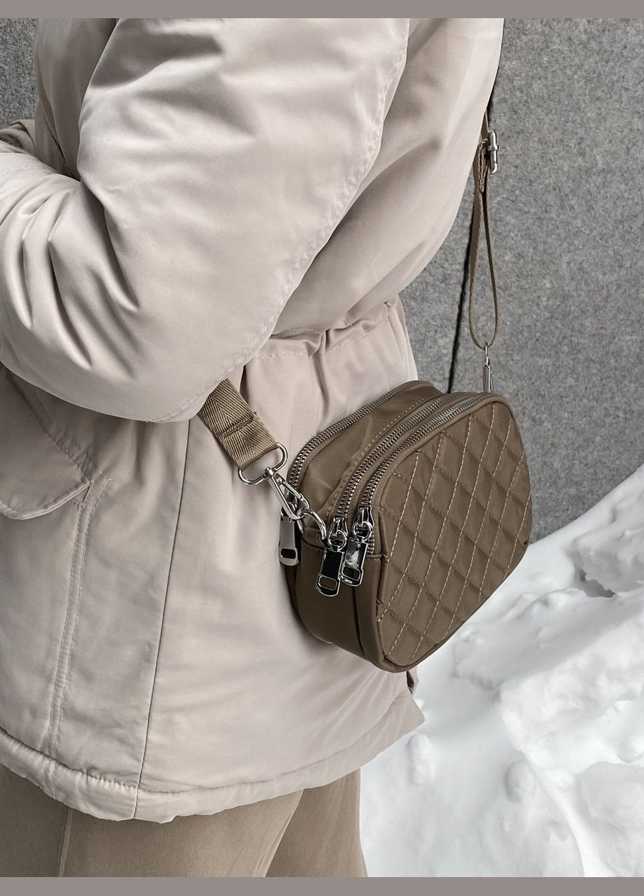 Жіноча класична сумка крос-боді на три відділи бежева No Brand (290038978)
