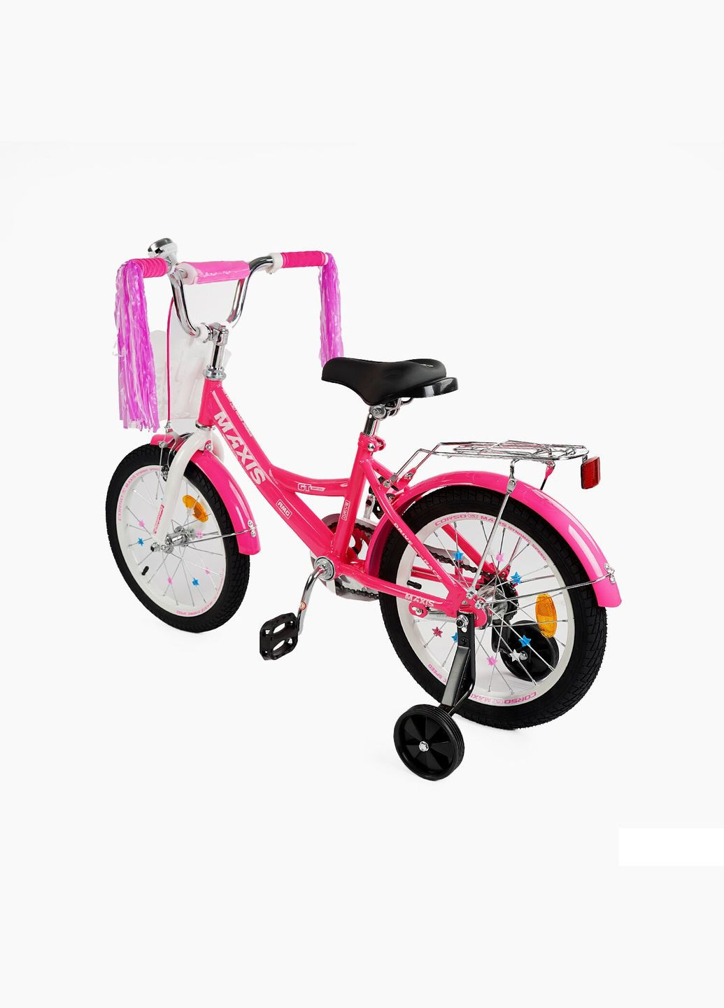 Велосипед 2-х колесный MAXIS 16 дюймов ручной тормоз корзинка сиденье с ручкой дополнительные колеса (CL-16113) Corso (316259363)