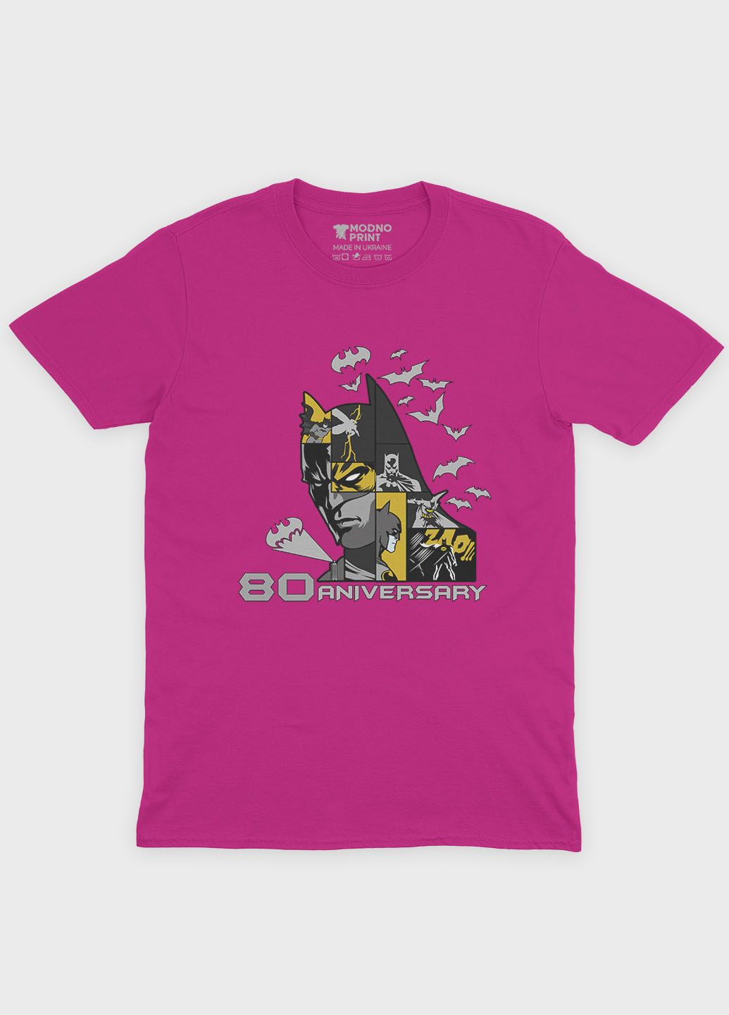 Розовая демисезонная футболка для мальчика с принтом супергероя - бэтмен (ts001-1-fuxj-006-003-035-b) Modno