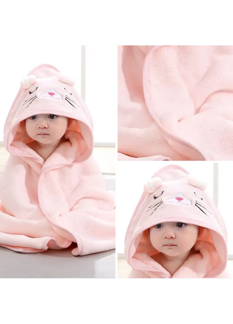 Полотенце детское однотонное с животными (Розовый 80см) No Brand комбинированный