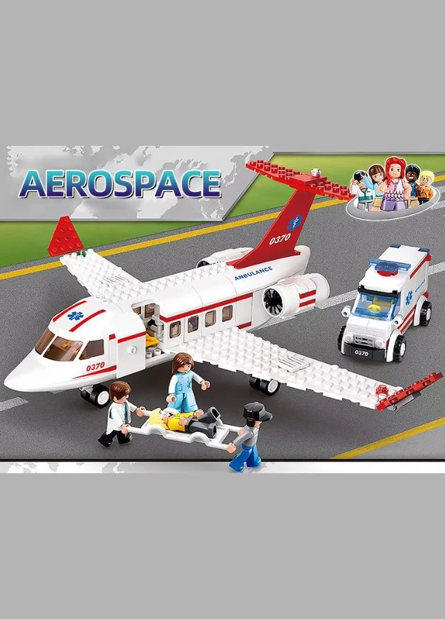 Конструктор "Літак Швидкої допомоги" – 335 деталей, червоний Airbus Ambulance + машина швидкої в стилі лего China (357211676)