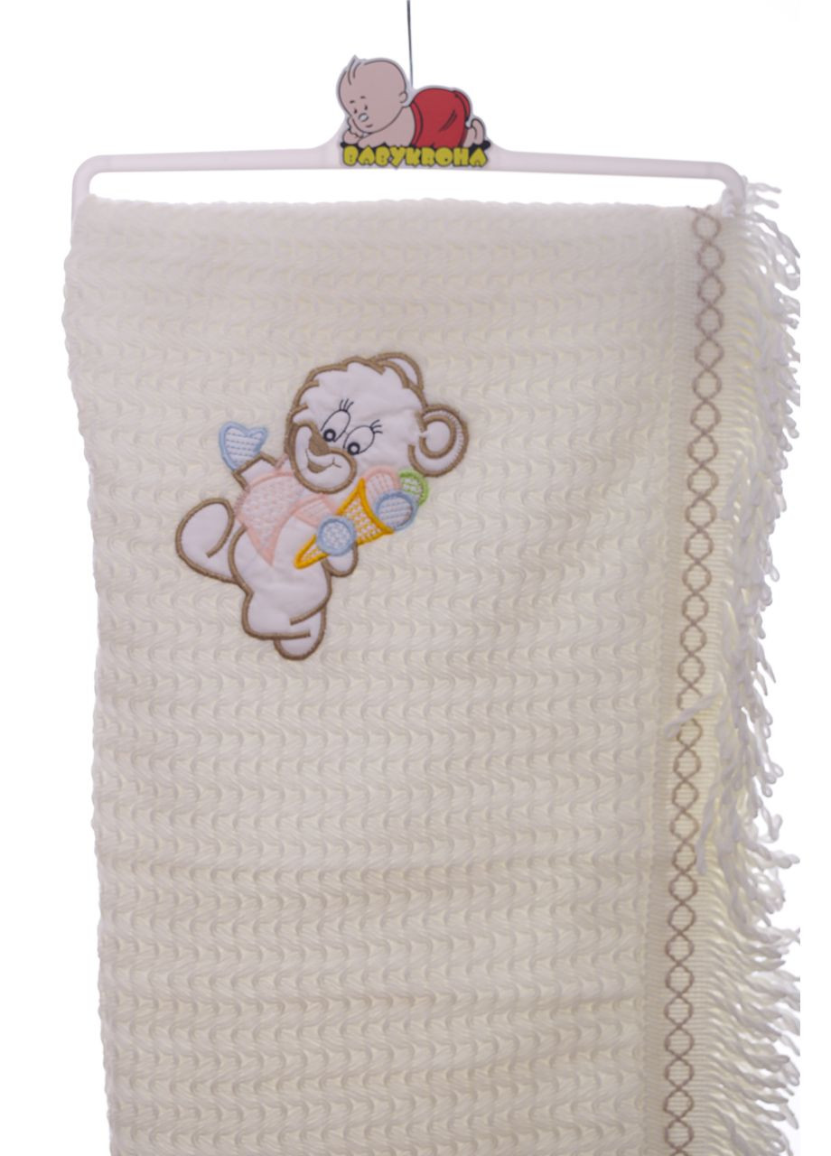 Плед вязаный на травке Миша 95*80 см молочный (44641) BABYKROHA (297199153)