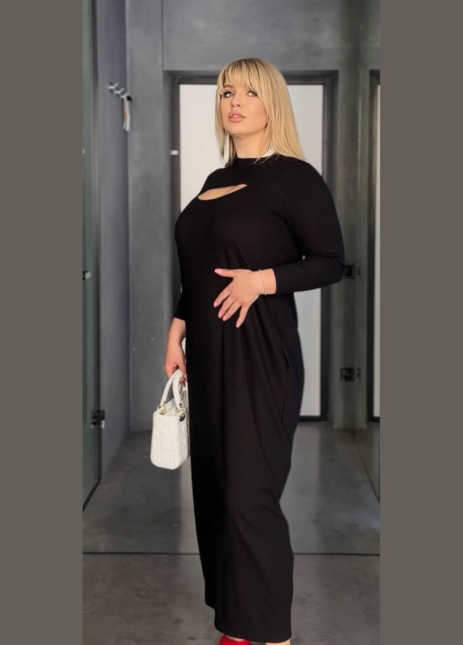 Черное женское макси платье цвет черный р.48/52 453408 New Trend