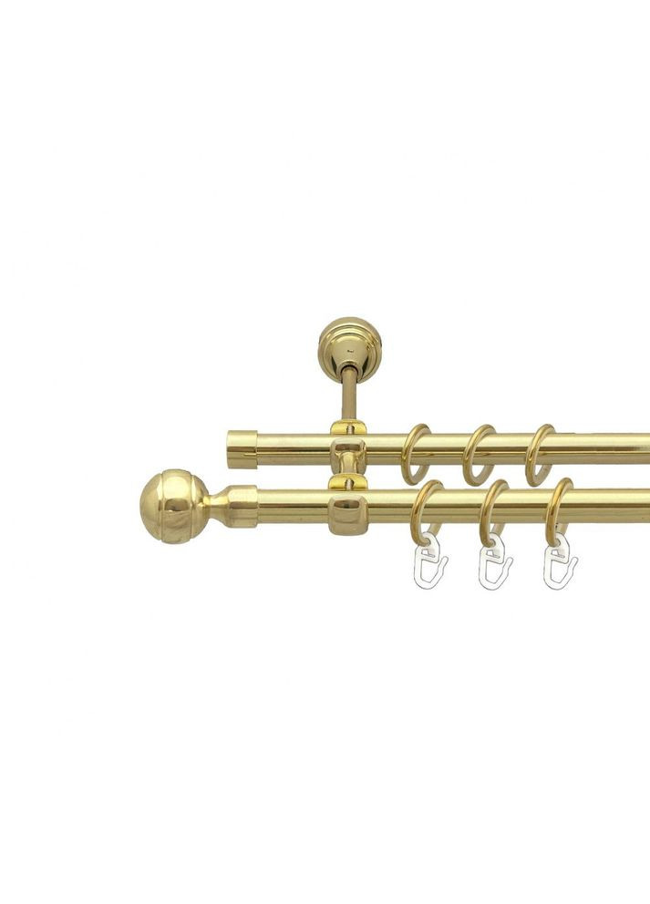 Карниз Паола металлический двухрядный открытый гладкая труба Золото 16\16 мм 240 см (00-00014273) ORVIT (300285231)