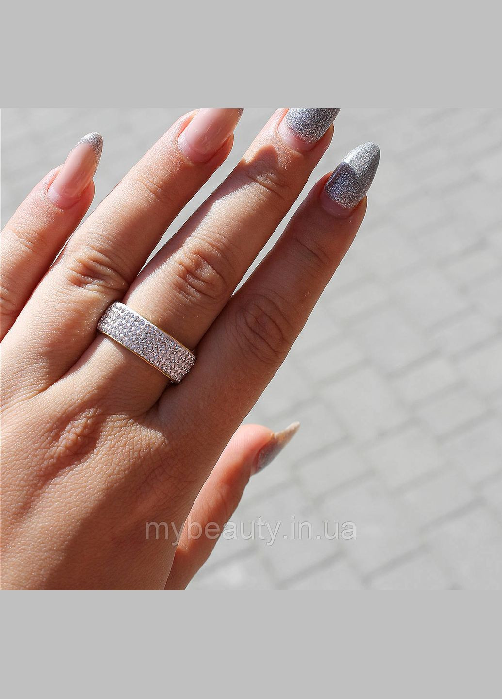 Женское шикарное кольцо из нержавеющей стали с камнями, цвет золото, размер. No Brand (311222671)