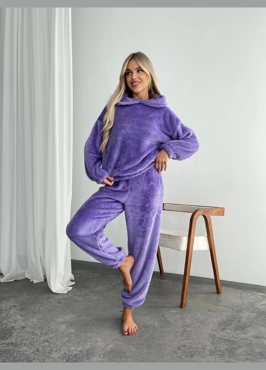 Женский махровый домашний костюм лавандового цвета 29413 No Brand (323643769)