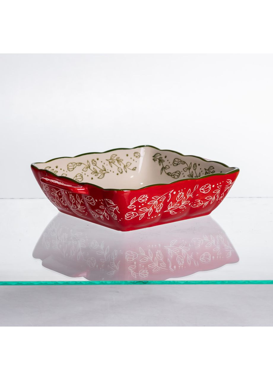 Форма для запекания фарфоровая Vintage квадратная 20х16,5 см красная для мяса и овощей посуда для запекания Yiwu (370432278)