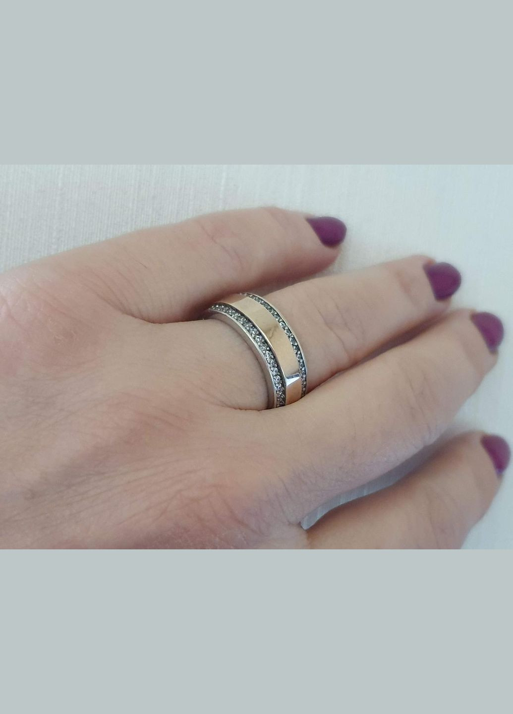 Срібна каблучка з фіанітами. 12009Р Лазурит (296594990)