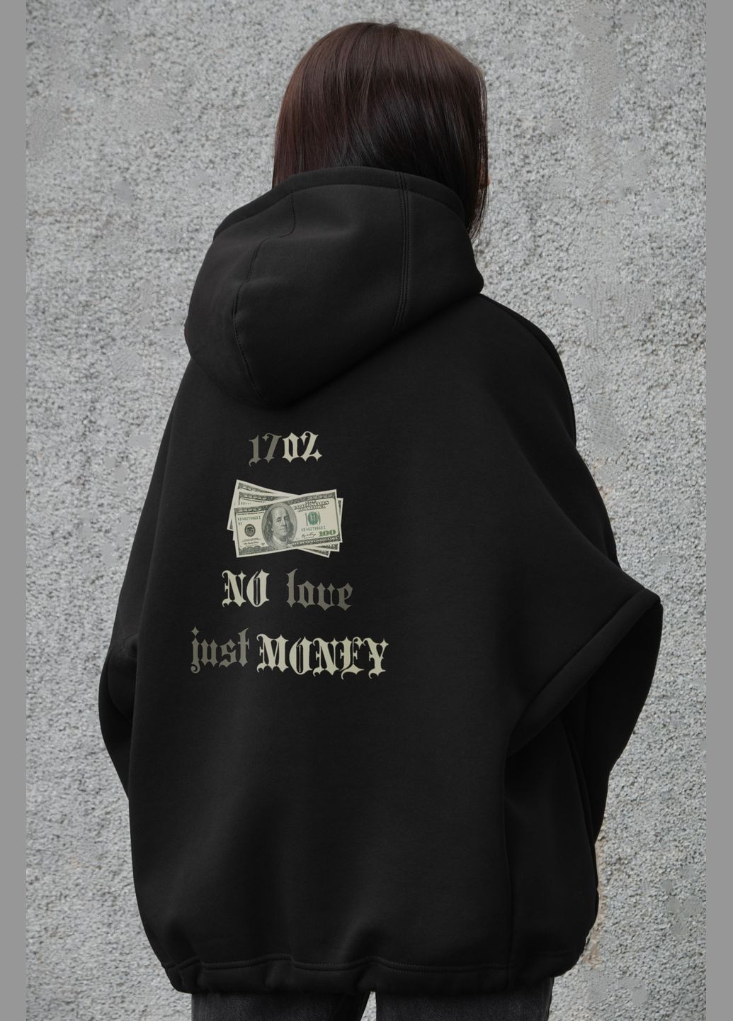 Жіноче Оверсайз Худі Толстовка На Флісі З Капюшоном Та Принтом Dollar Without (303360308)