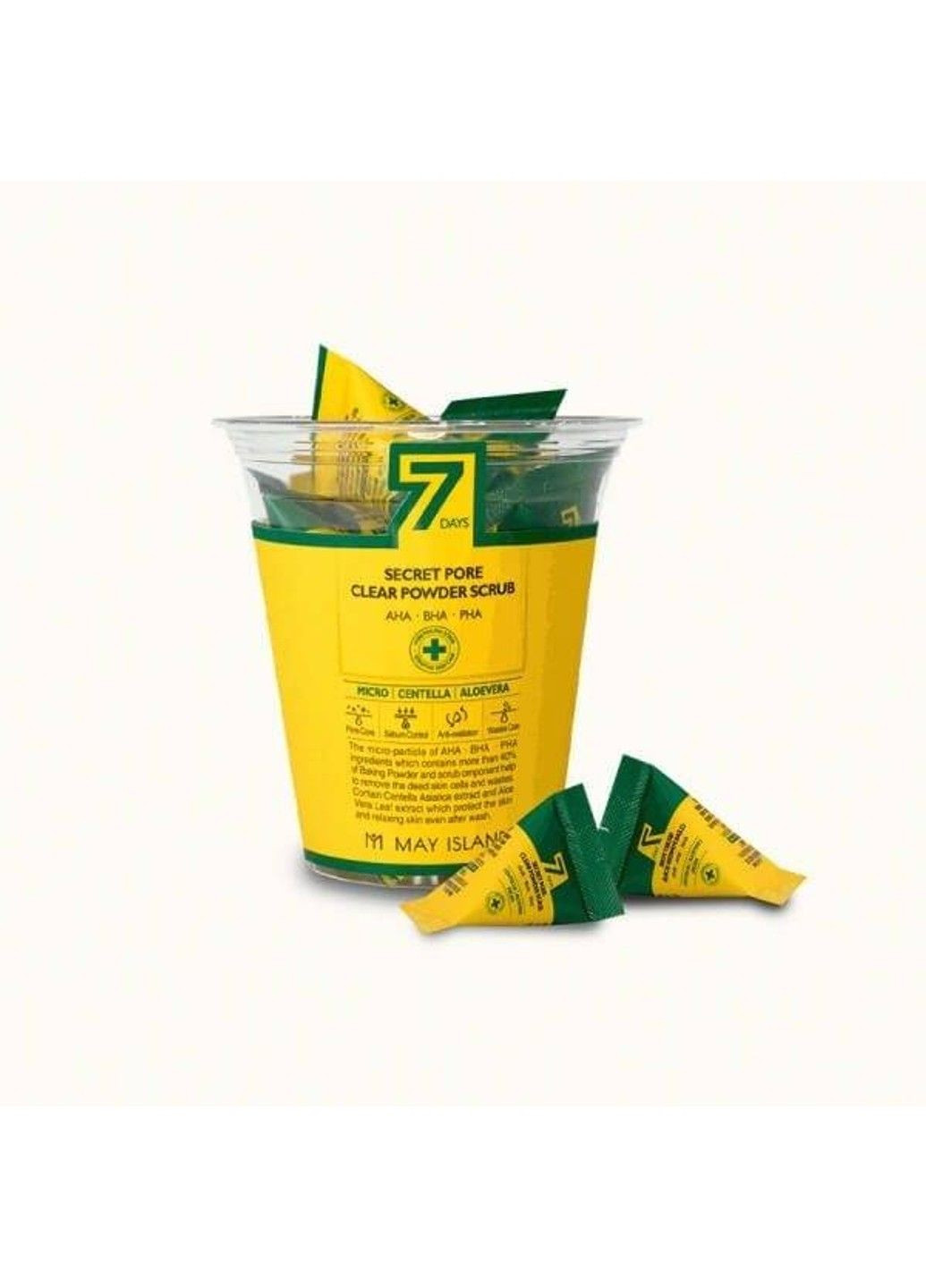 Скраб глубоко очищающий для обновления кожи с центеллой и AHABHA 7 Days Secret Pore Clear Powder Scrub 5g 1шт 5ml May Island (298054312)
