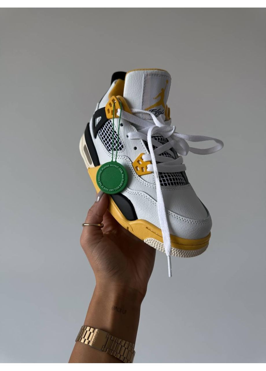Білі Осінні кросівки чоловічі nike air jordan 4 white yellow найк аір джордан No Brand