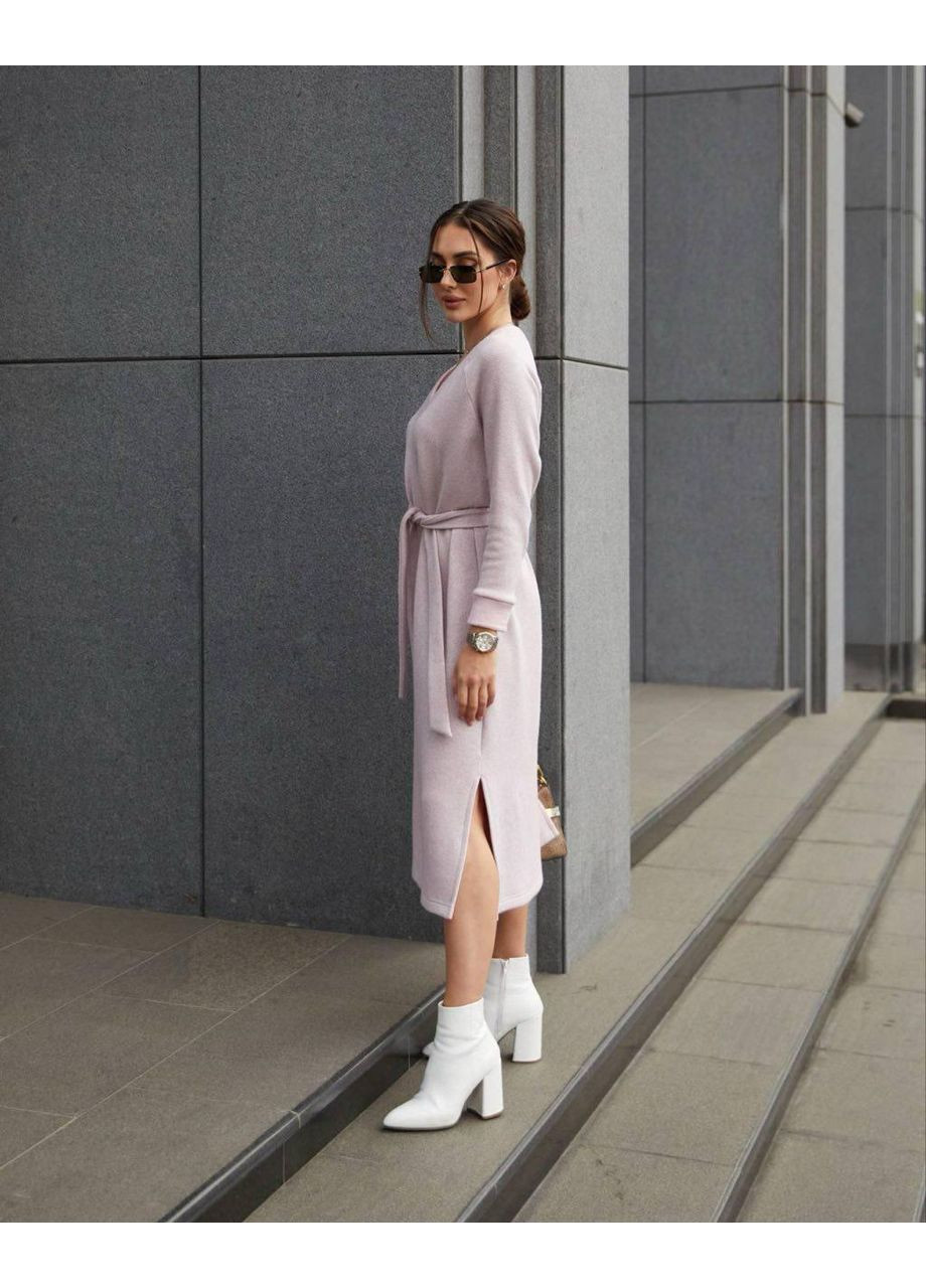 Пудрова кежуал тепле пряме плаття ангора пудра люрекс польща No Brand