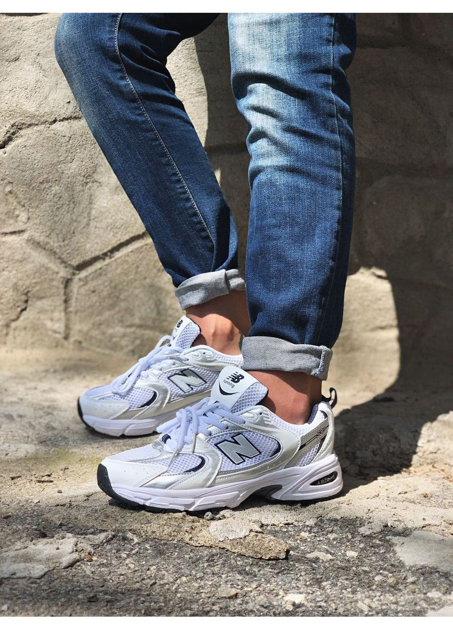 Білі Осінні чоловічі кросівки New Balance 530 White Silver Navy MR530SG Нью Беланс 530