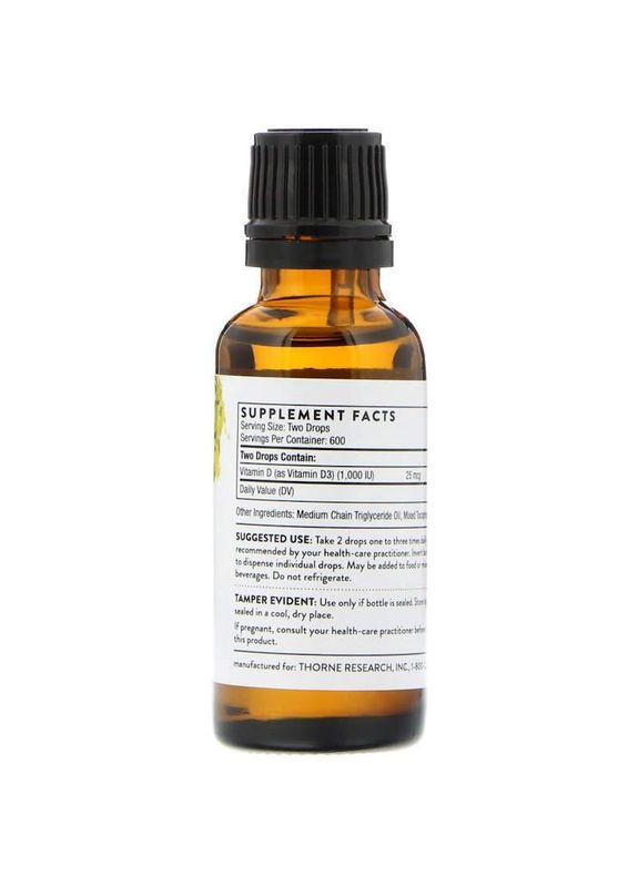 Вітамін Д2 рідкий Thorne Vitamin D 30 мл Thorne Research (357342348)