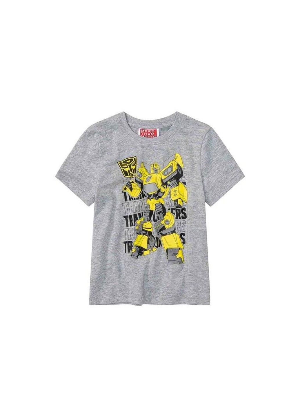 Синяя футболка 2 шт. детская на мальчика с принтом трансформеры, синяя, серая Lupilu