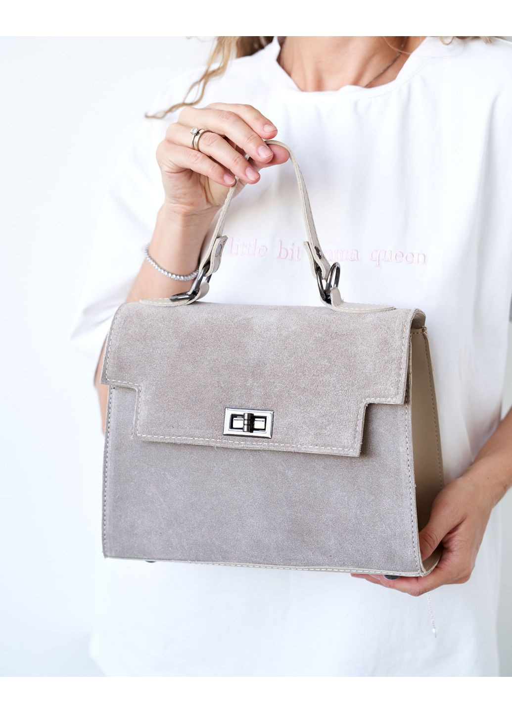 Сумка Габріель від бежева жіноча сумка з натуральної замші та екошкіри для повсякденного використання 1 відділення ProDobro (367264315)