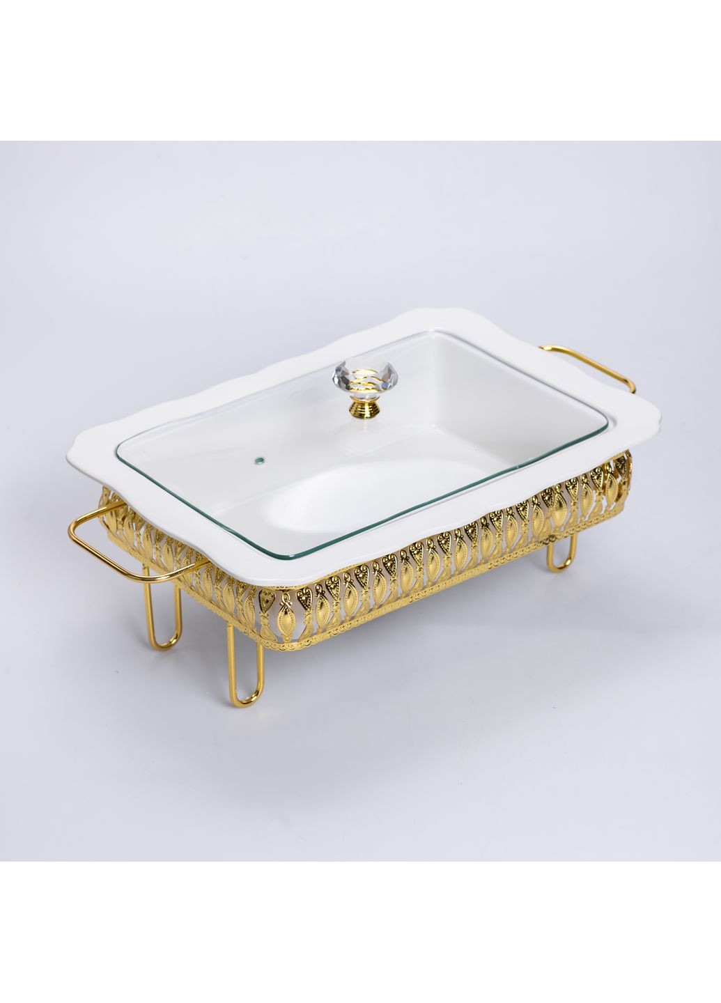 Мармітниця прямокутна порцелянова 2 л на підставці з підігрівом, Yiwu (361137965)