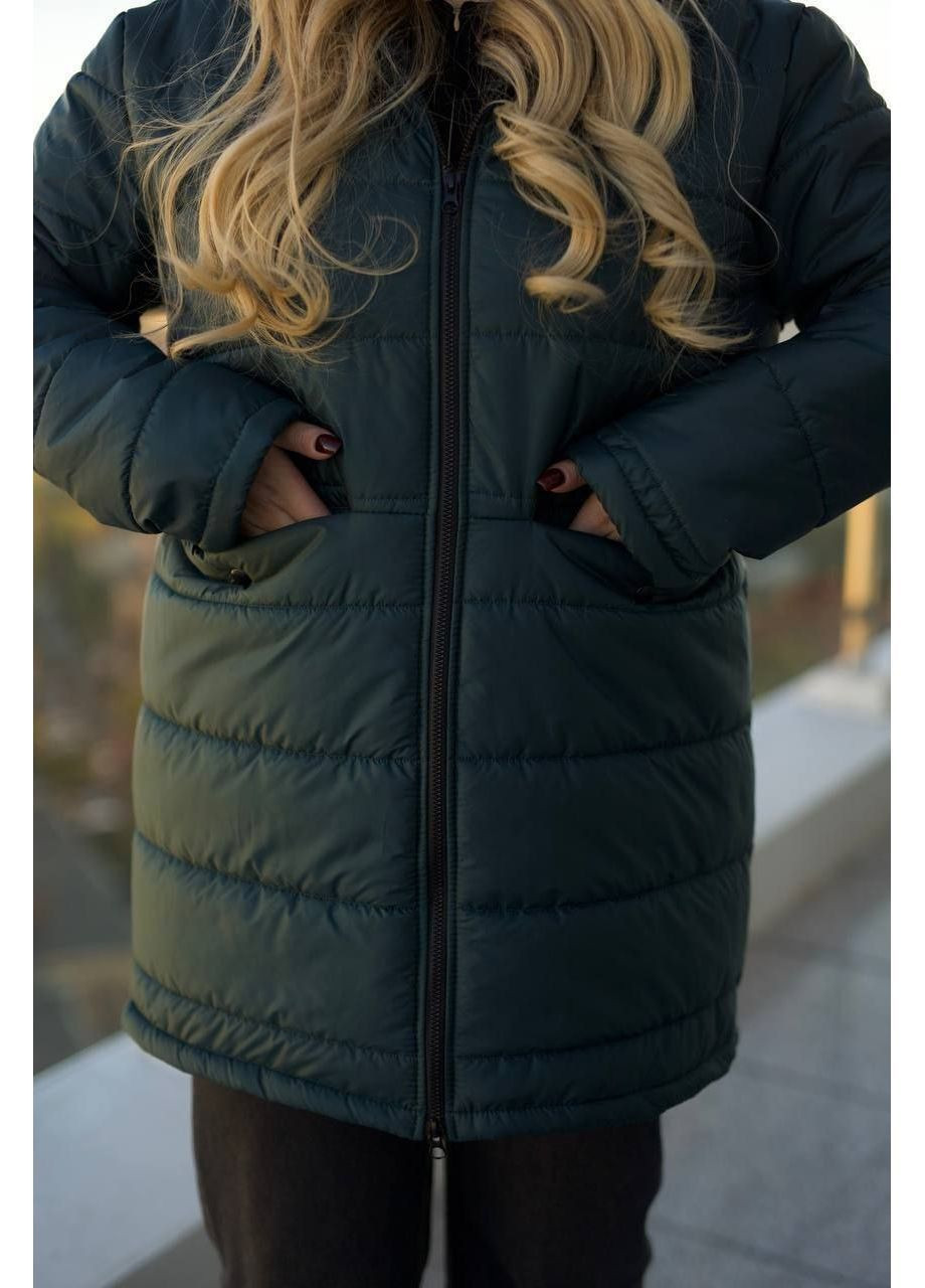 Зеленая зимняя куртка зимняя теплая popluzhnaya