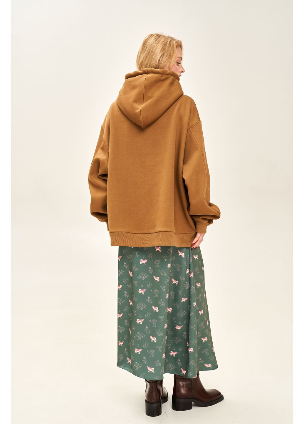 Темно-зеленая юбка принтованная "коровка" SYNONYMS