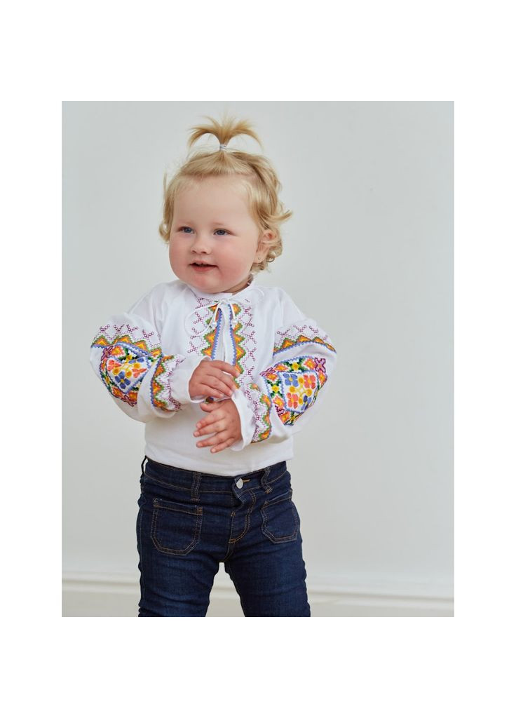 Белая вышиванка для девочки барва, р.116, белый с разноцветным () Twins 88ВДTБ-116-20