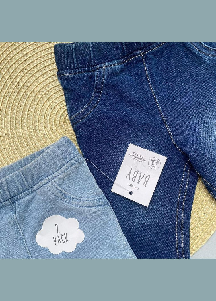 Синий демисезонный брюки набор 2 шт для новорожденных 50-56 см синие George