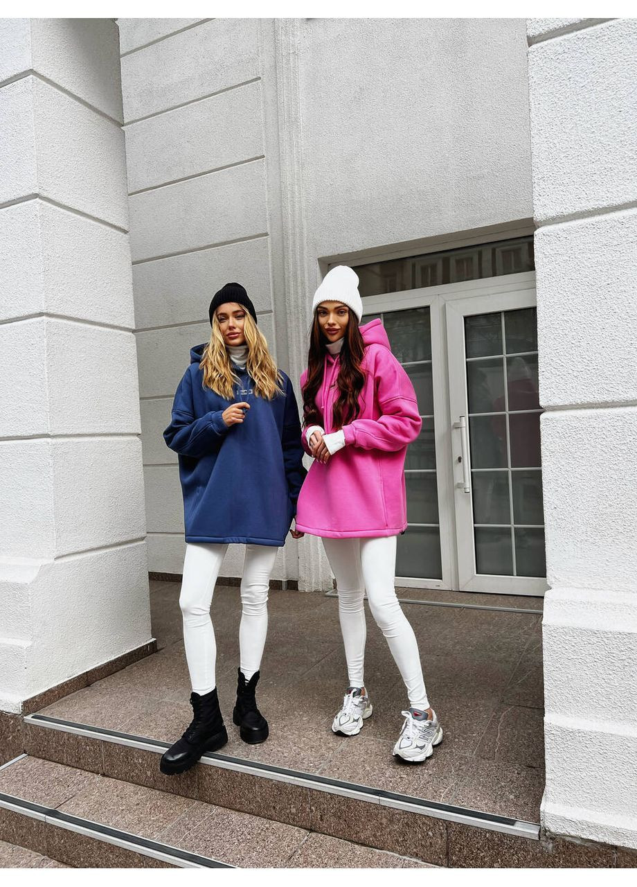 Женский теплый худой OVER из турецкой тринитки Пенье с начесом цвет барби milirud (366292340)