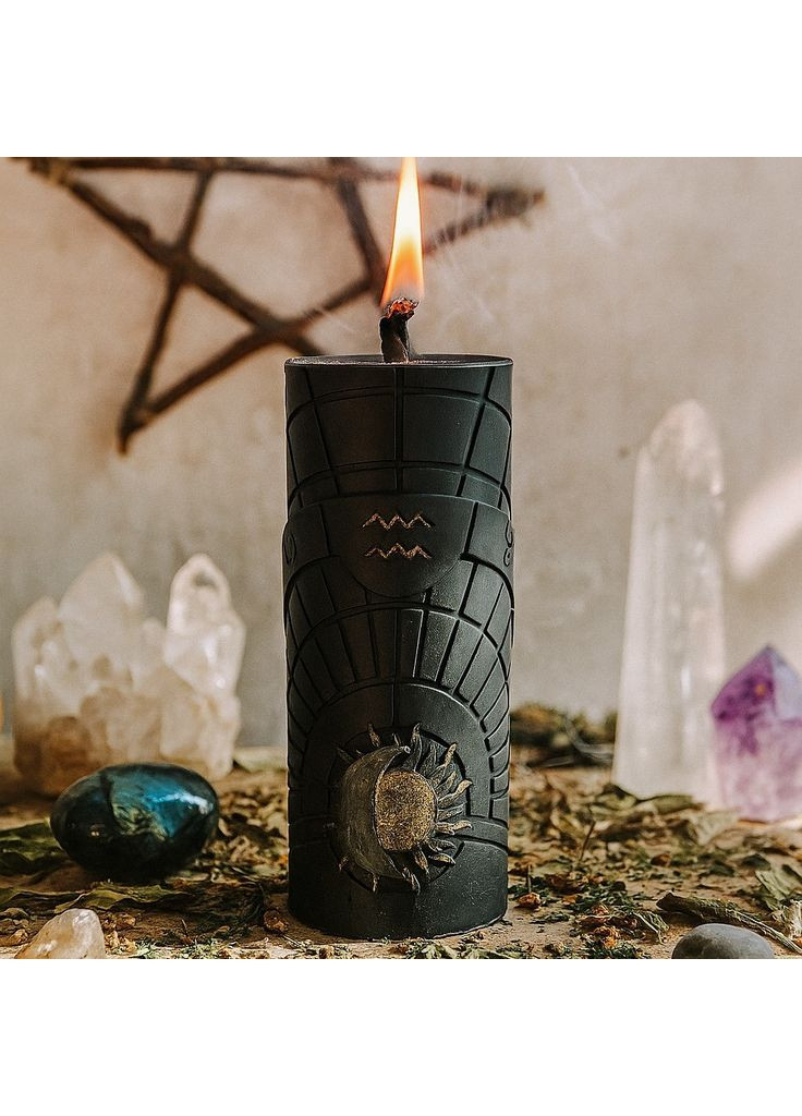 Черная восковая свеча знаки зодиака - Водолей 5Candles (322347491)