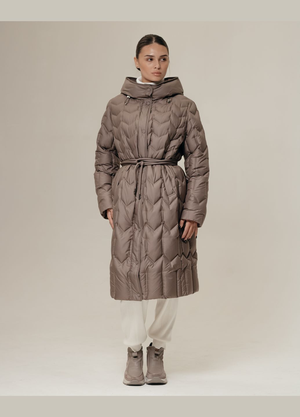 Кофейная зимняя куртка пуховик зима большие размеры Snow Owl