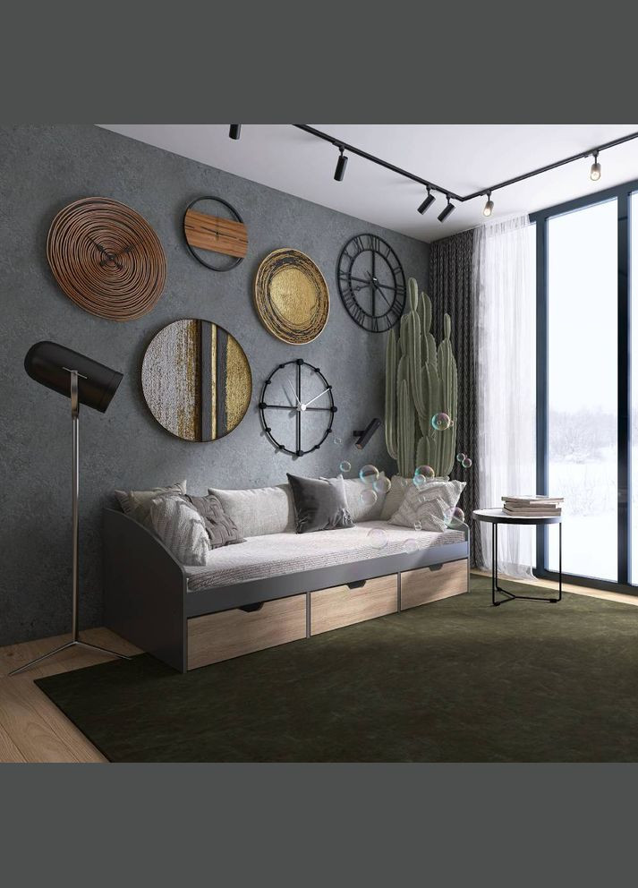 Ліжко односпальне з ящиками Комфорт 3 193х84х59 см /Дуб сонома (EVR-071214) Еверест (329296622)