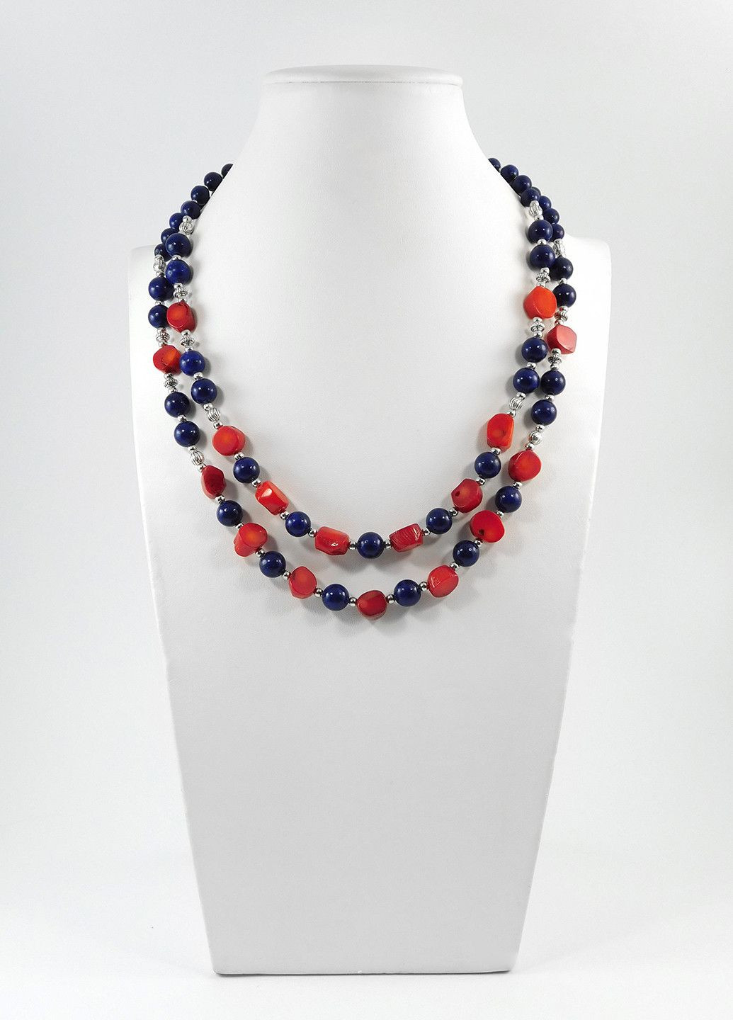 Намисто "Бурний океан" Корал, Лазурит Fursa fashion (322315205)