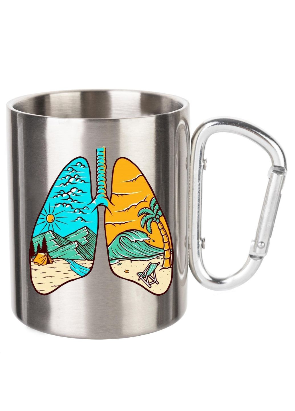 Кружка металева з карабіном (silver) туристична 300 мл #0024 silver No Brand (316121922)