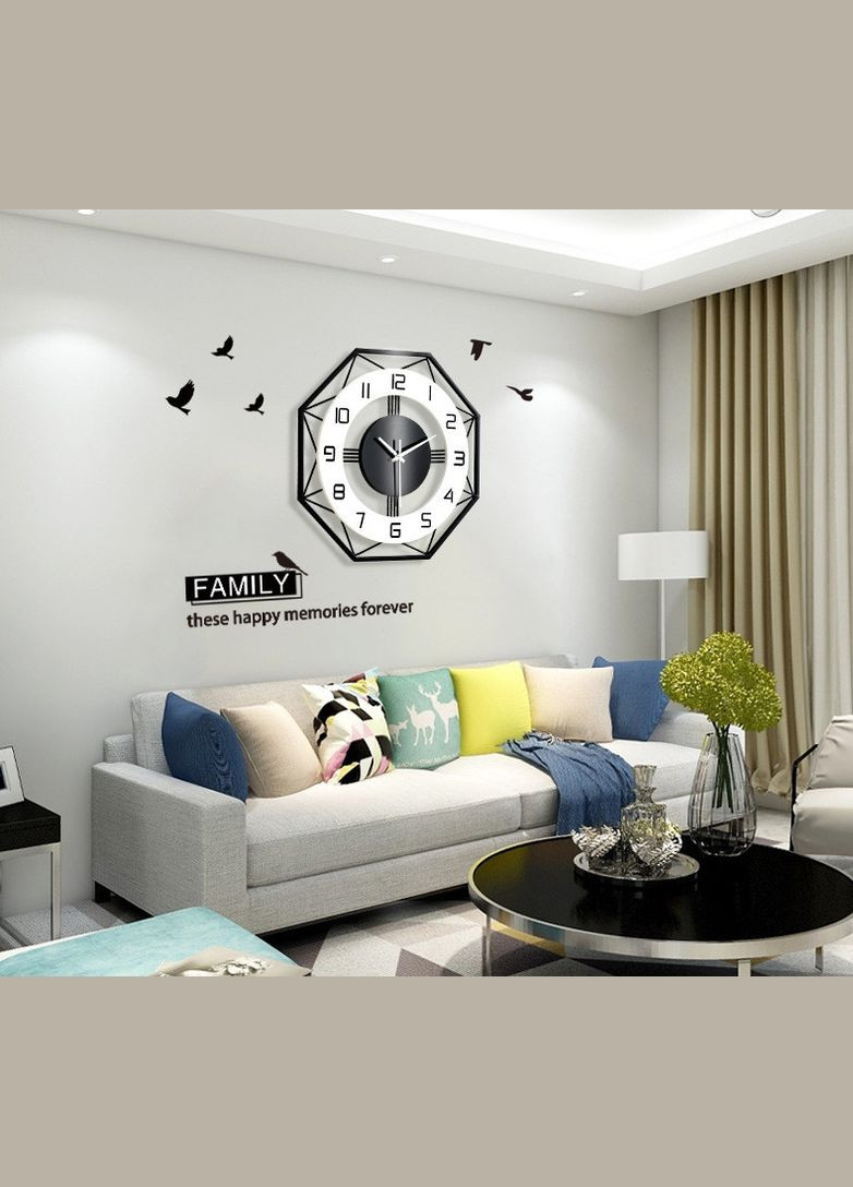 Годинник настінний дизайнерський Black&White, безшумний JT18213 / 43x43 см SST (300076188)