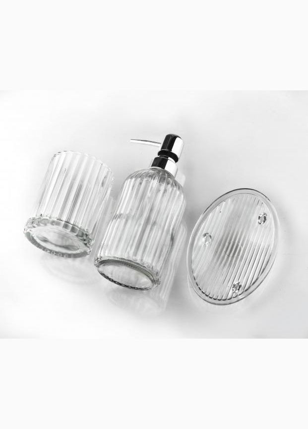 Набір аксесуарів для ванної кімнати 3 пр. сріблястий скло арт. HTWM615O-PROM Mondex (284665783)