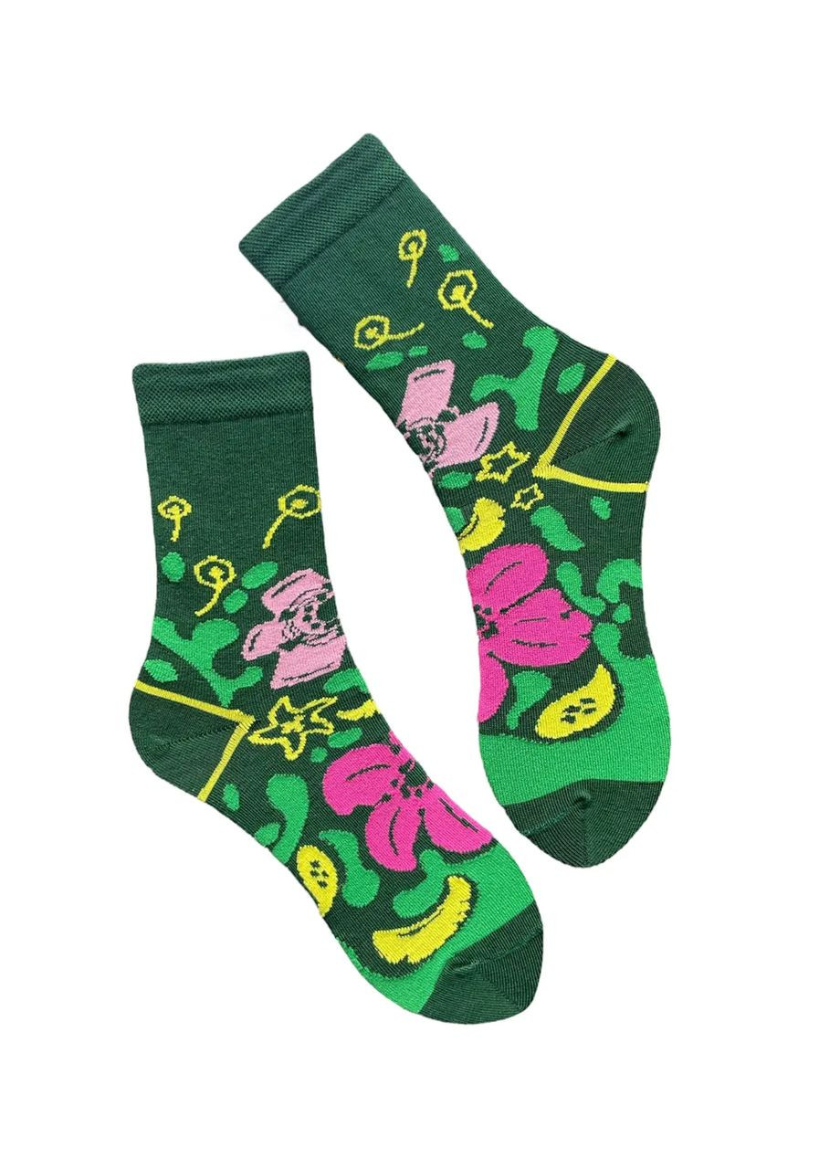 Білі шкарпетки жіночі "квітковий настрій" з індійської бавовни 213092 moi FAINI (315493474)