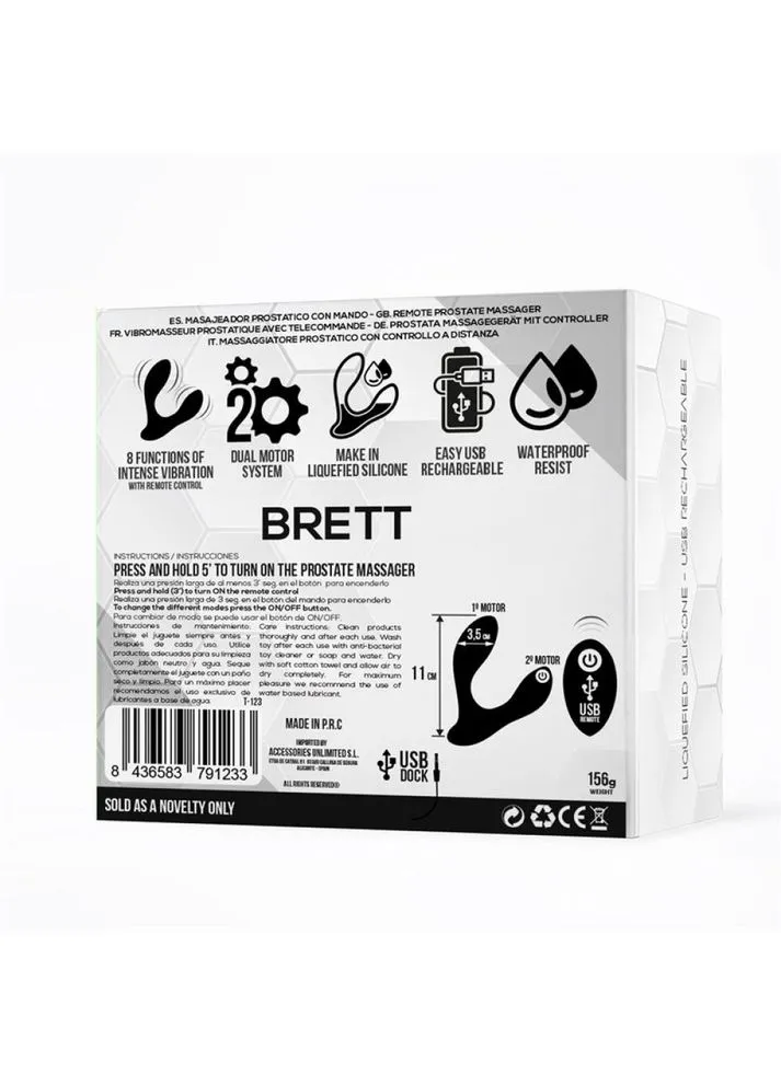 Массажер простаты Brett Prostate Massager Remote Control Usb Liquid Silicone Tardenoche (395865518)