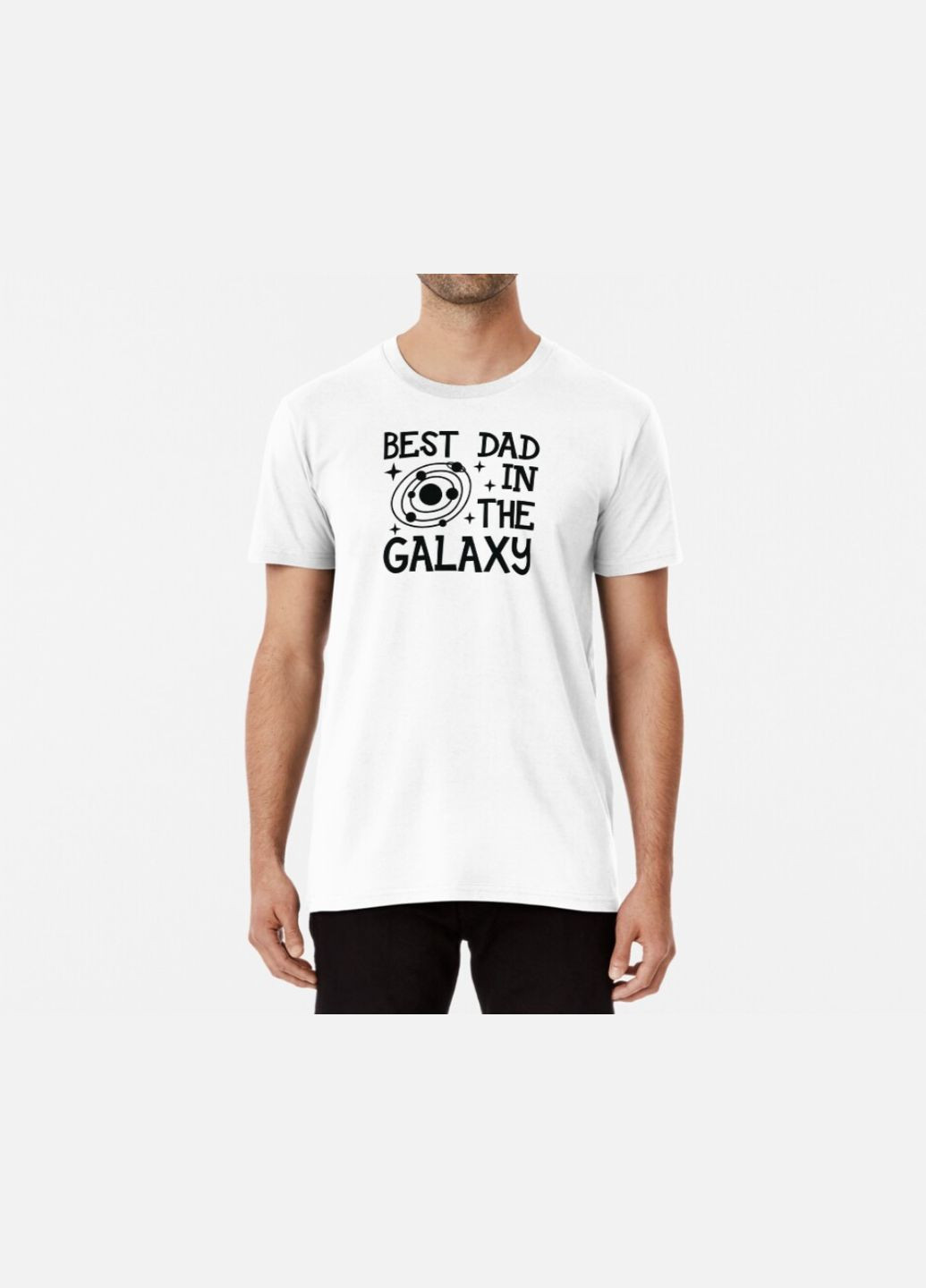 Біла чоловіча футболка з принтом найкращий тато в галактиці best dad in the galaxy Stedman