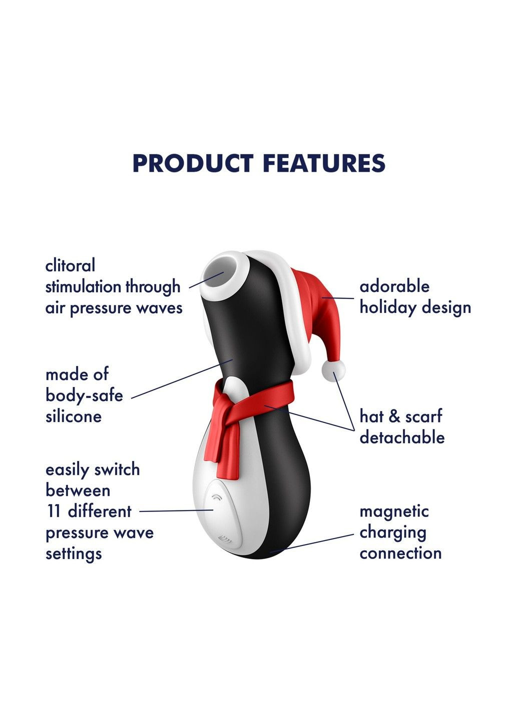 Вакуумный клиторальный стимулятор Penguin Holiday Edition, в шапочке и шарфе Satisfyer (298349489)