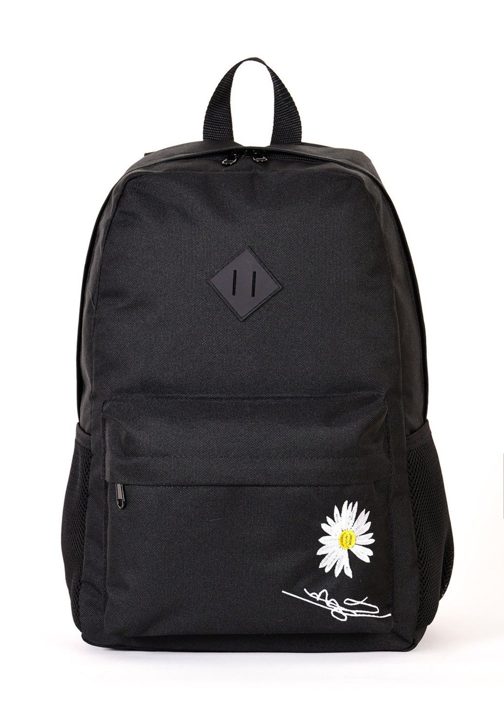 Жіночий міський молодіжний наплічник чорного кольору середнього розміру з вишивкою малюнком 010125 No Brand (316635709)