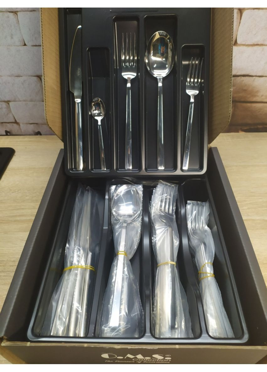 Набір столових приладів 4112-60 PCS ORCHİDEA 60 сріблястий предметів OMS (364493699)