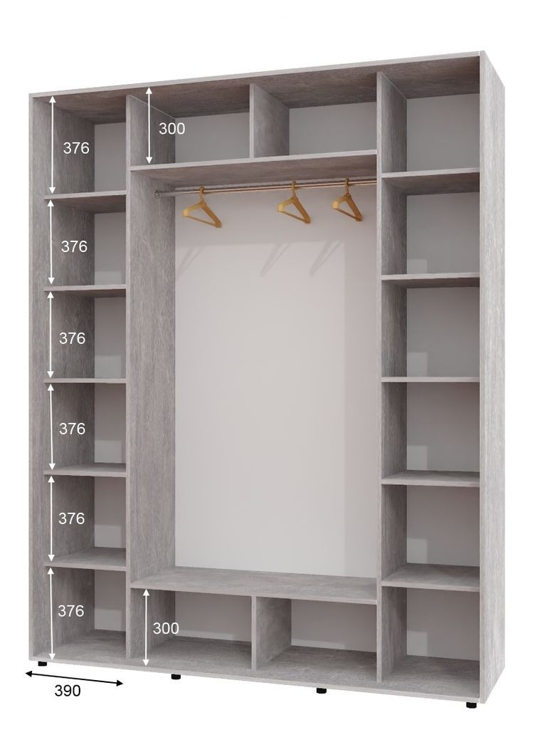 Шафа-купе тридверна 200*60*220 см Індастріал 3 двері ДСП + Дзеркало + ДСП ШК-05 Алекса (356770859)