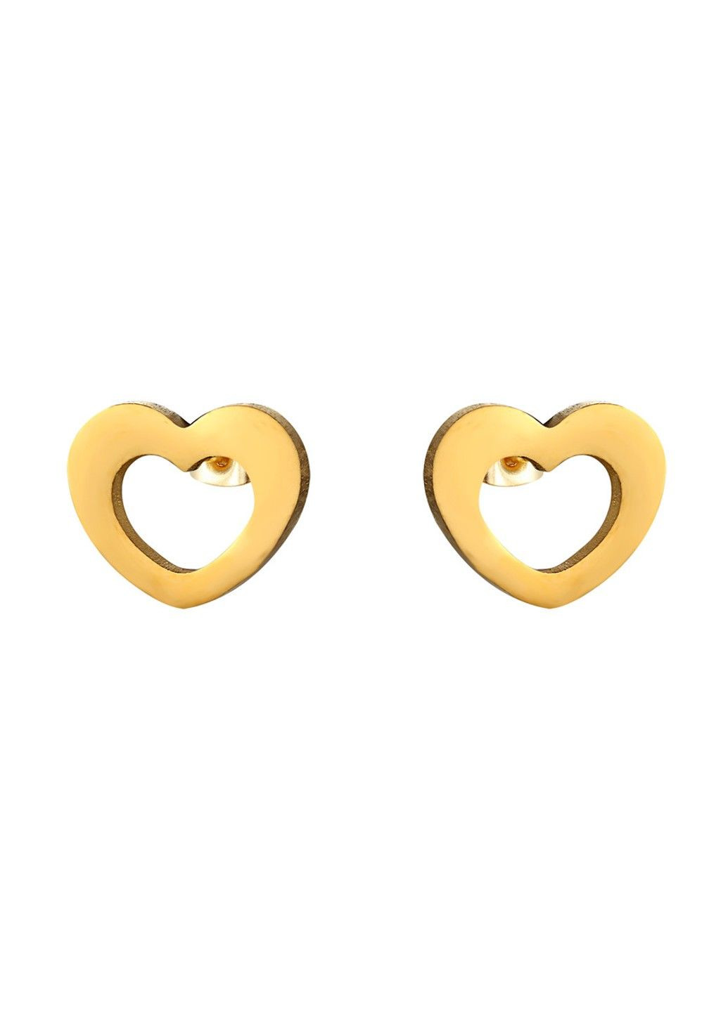 Серьги серце из нержавеющей медицинской стали с позолотой ES-119 No Brand (299330452)