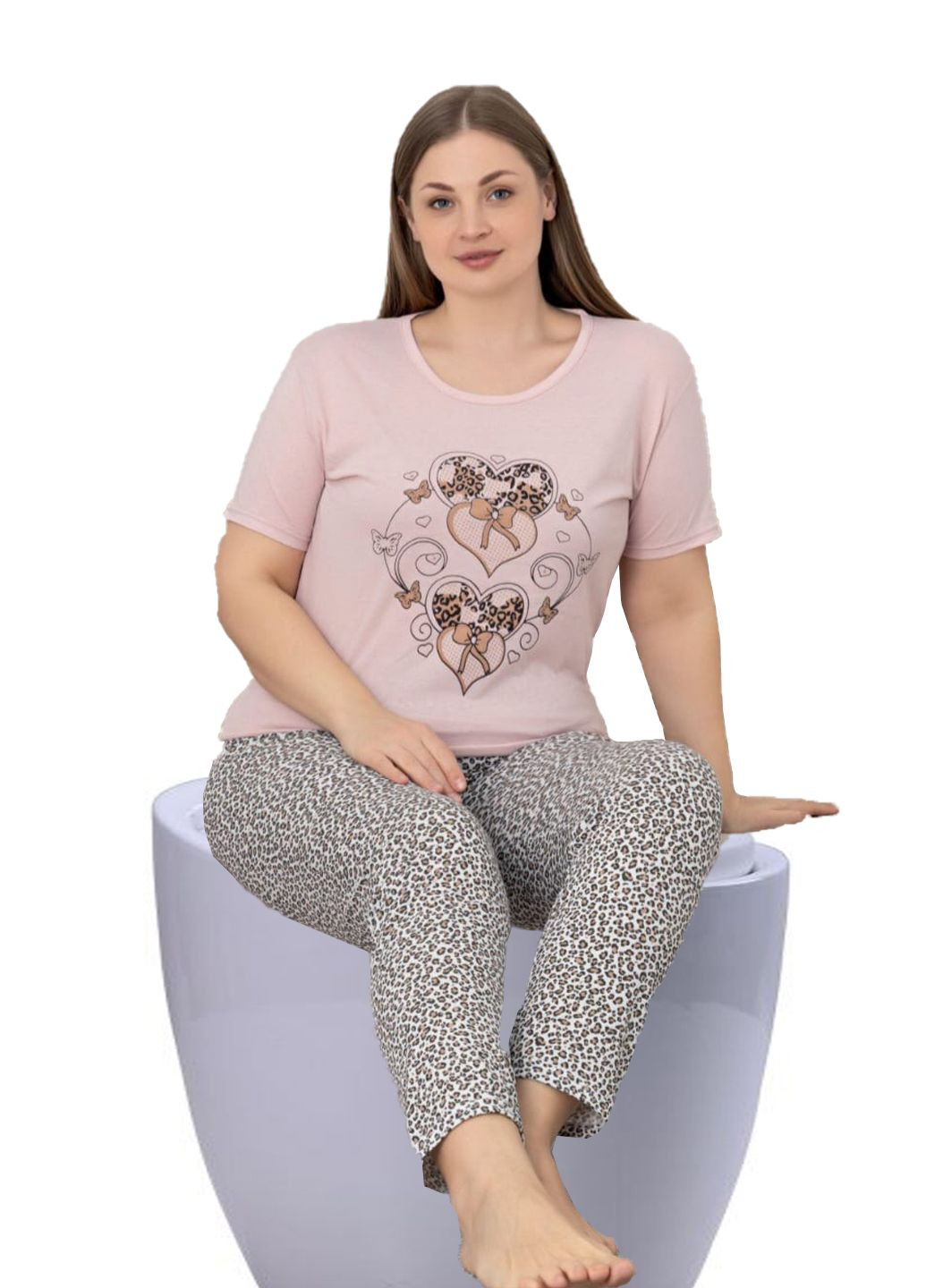 Пудровая пижама мужская хлопок футболка + брюки Ruyam